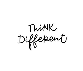 Think different quote lettering. Calligraphy inspiration graphic design typography element. Hand written postcard. Cute simple black vector sign